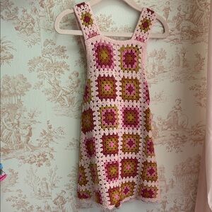 Zara Pink Crochet Granny Square Romper. Size 3t